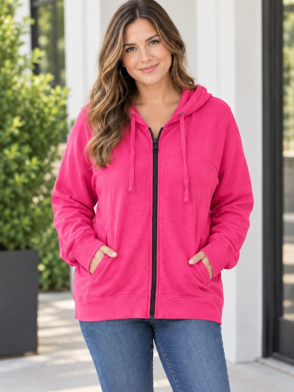 Lauren Ralph Lauren LRL Active Pink Full-Zip Hoodie Jacket Top Plus Size 1X